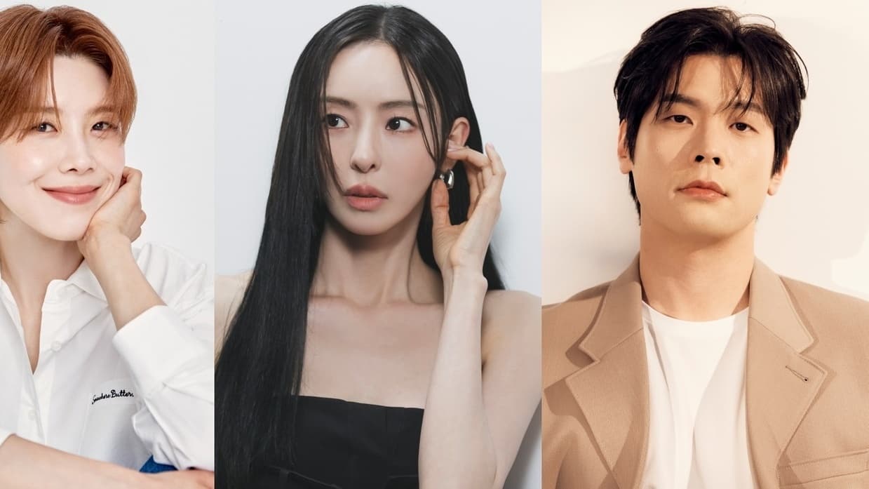 The cast of tvN variety show Gugi-dong Friends, featuring Jang Do-yeon, Lee Da-hee, and Jang Geun-seok (left to right)