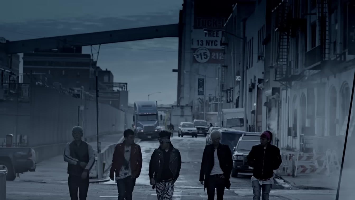 BIGBANG members walking together — the group performed at Coachella Valley Music and Arts Festival in April 2026