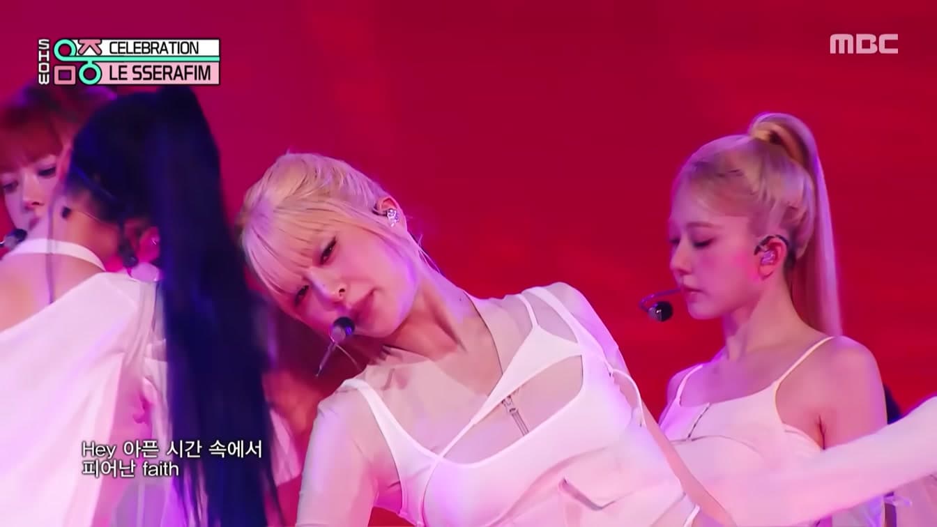 LE SSERAFIM performing 'CELEBRATION' on MBC Music Bank