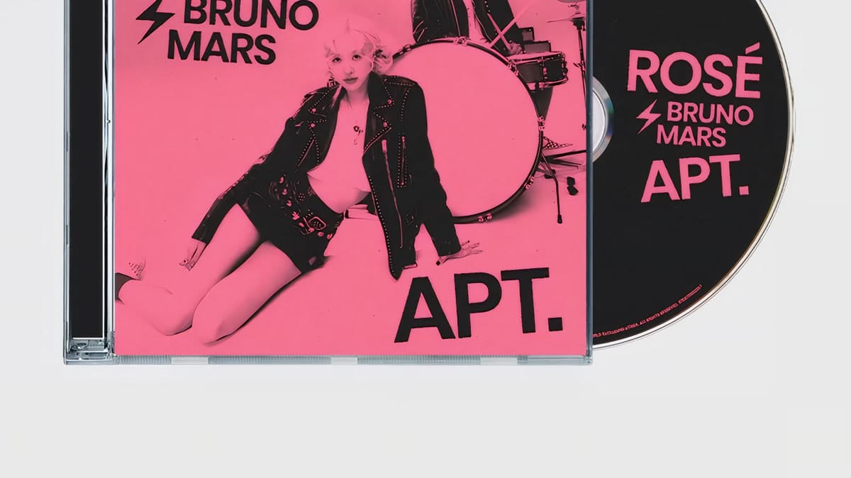 The official single cover for 'APT.' by Rosé and Bruno Mars, released in October 2024
