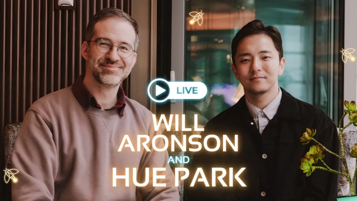 Will Aronson and Hue Park discuss Maybe Happy Ending in a public YouTube Q&A image connected to the musical's global rise.