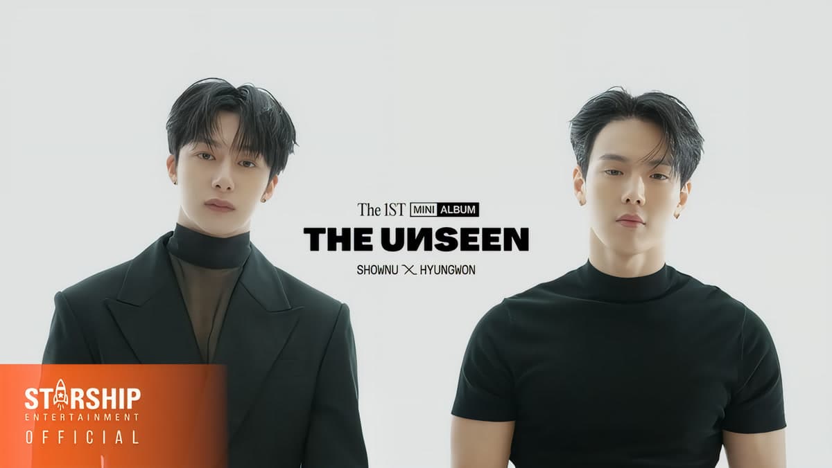 Shownu X Hyungwon in an official Starship Entertainment promotional photo for their unit discography