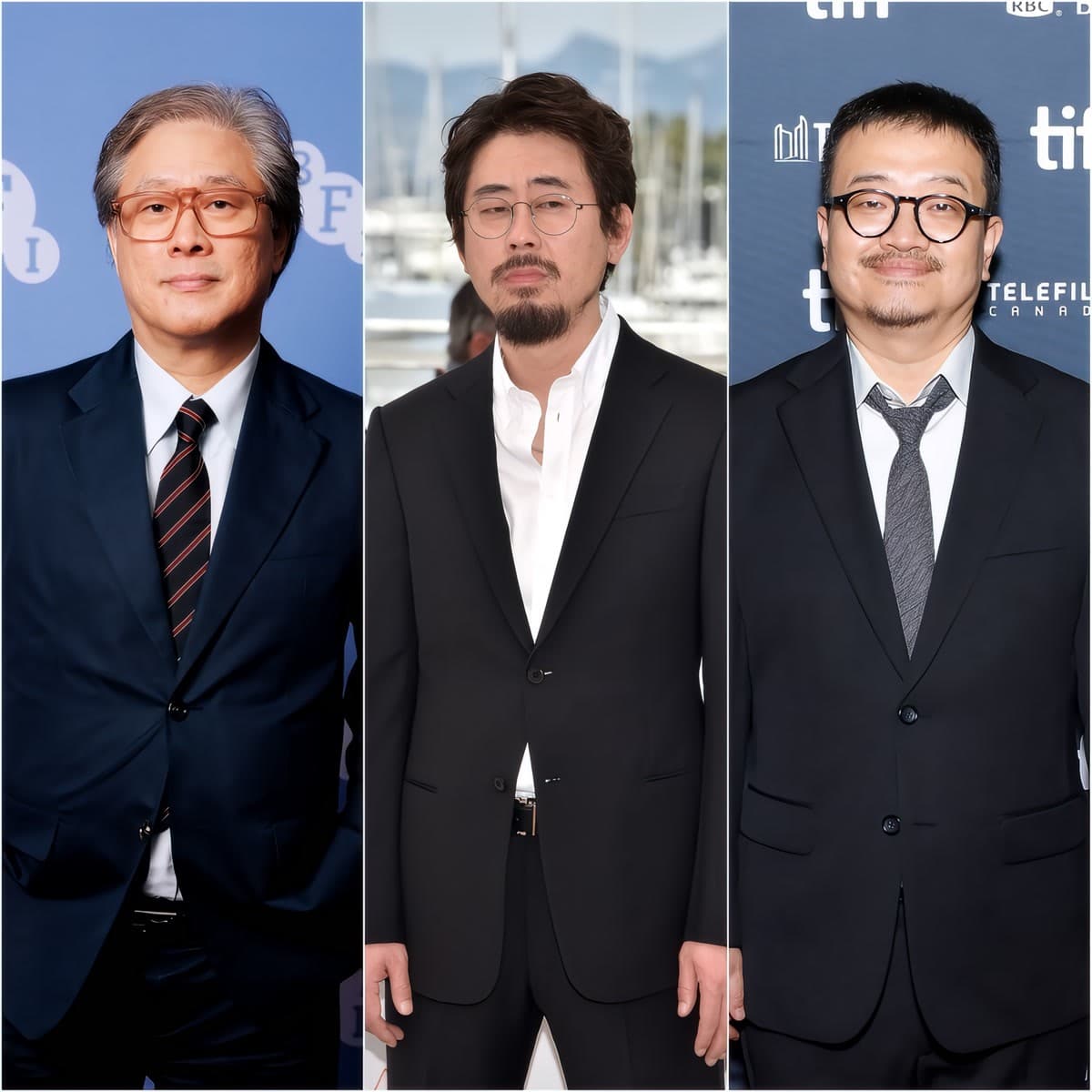Korean directors Park Chan-wook, Na Hong-jin, and Yeon Sang-ho, all represented at the 2026 Cannes Film Festival