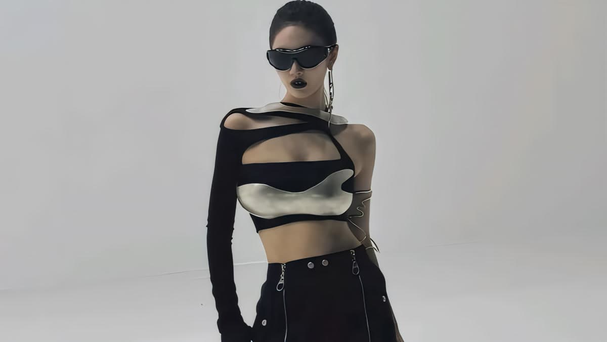 aespa member Ningning in a stylized promotional shoot