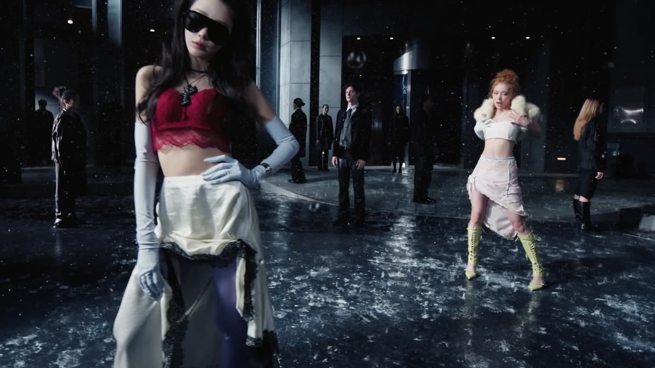 aespa performing in their official 'LEMONADE' MV — YouTube: SMTOWN and aespa
