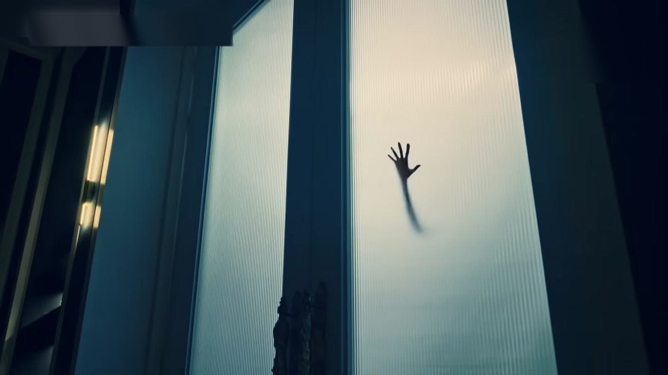 A ghostly hand pressed against frosted glass in the official Spooky Romance teaser — YouTube: tvN