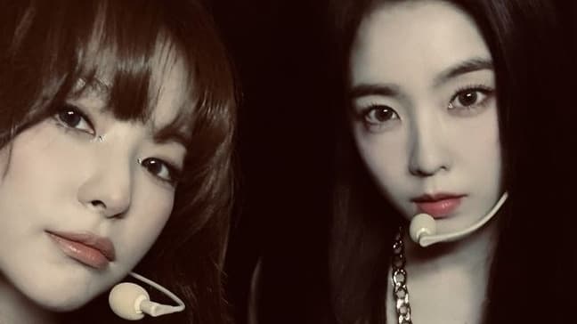IRENE and SEULGI performing together, photographed in stage outfits for the TILT era